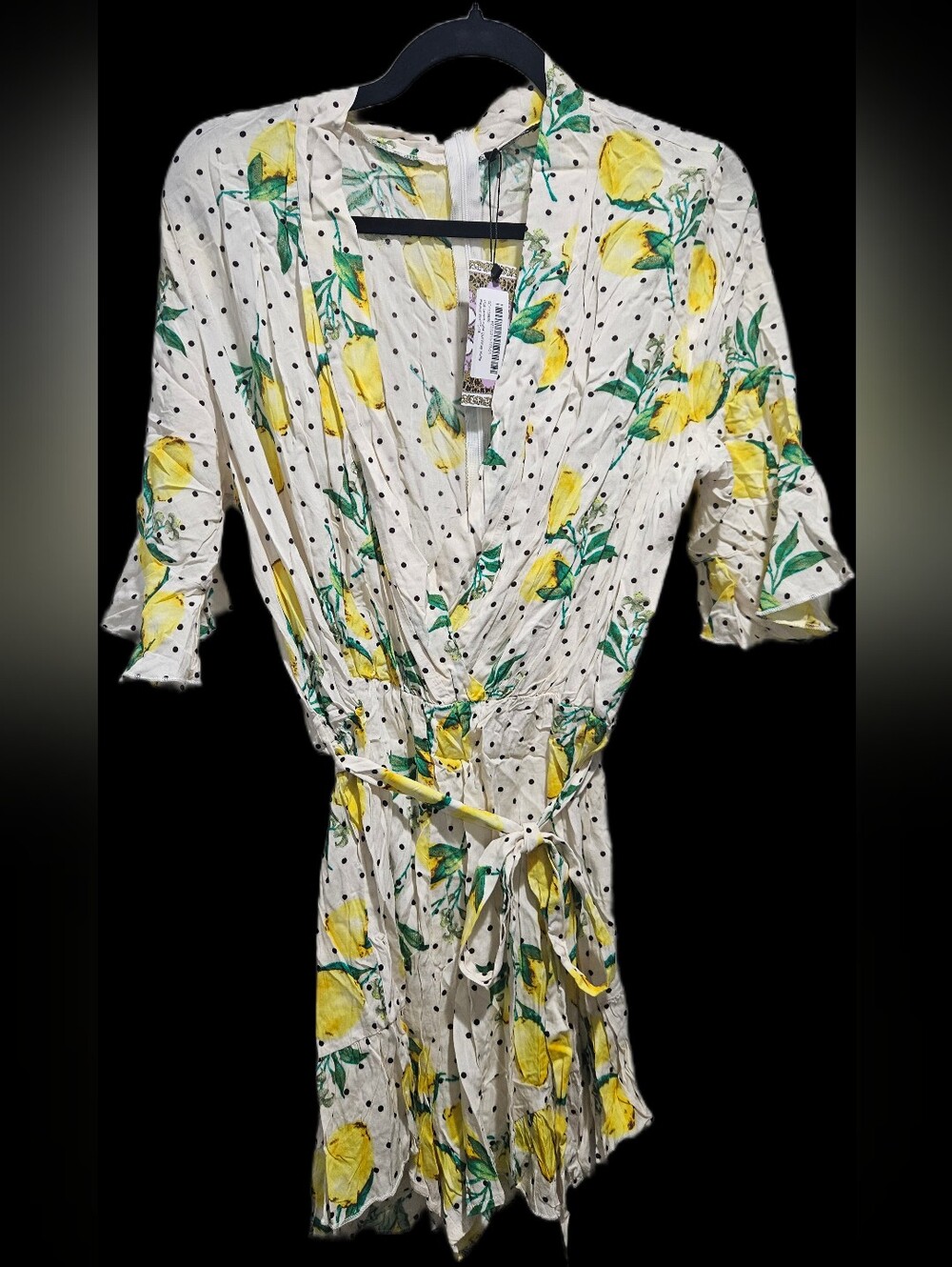 Lemon/Polka Dot Print Women’s Romper